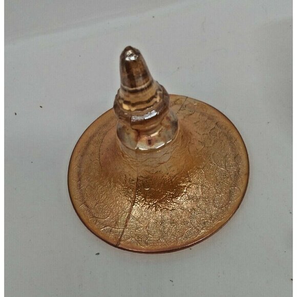 Jeannette Marigold Crackle Textured Candy Compote Jar - Lidded 1930's - Picture 6 of 9